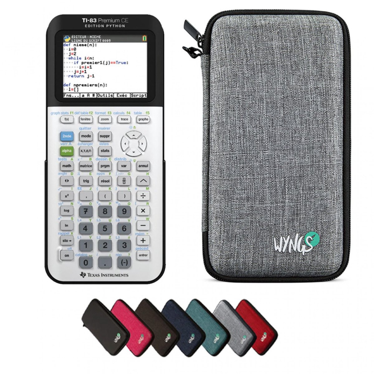 Solidchoice - Basispakket Lichtgrijs met Grafische Rekenkundige TI-83 Premium CE Python