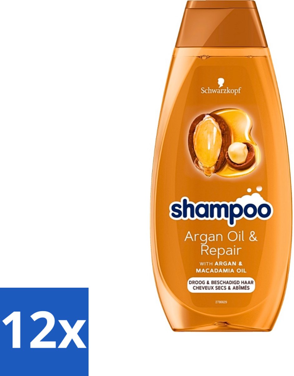 Schwarzkopf - Shampoo Argan Oil & Repair - Voedt & Versterkt - 400 ml - Voordeelverpakking - 12 stuks