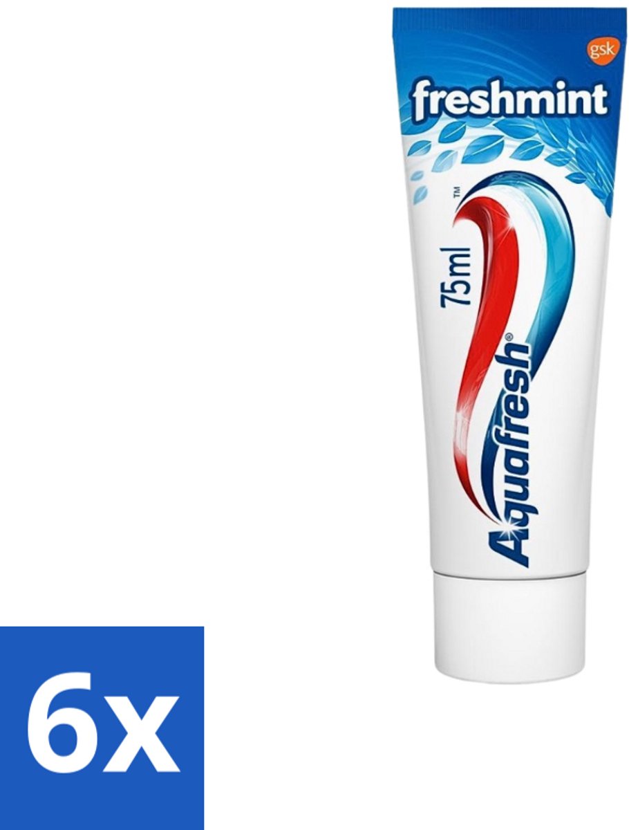 6 x Aquafresh Tandpasta Freshmint Frisse Adem 75 ml - Tandpasta - Suikerzuurbescherming - Gaatjes - Tandvleesproblemen - Tandplak