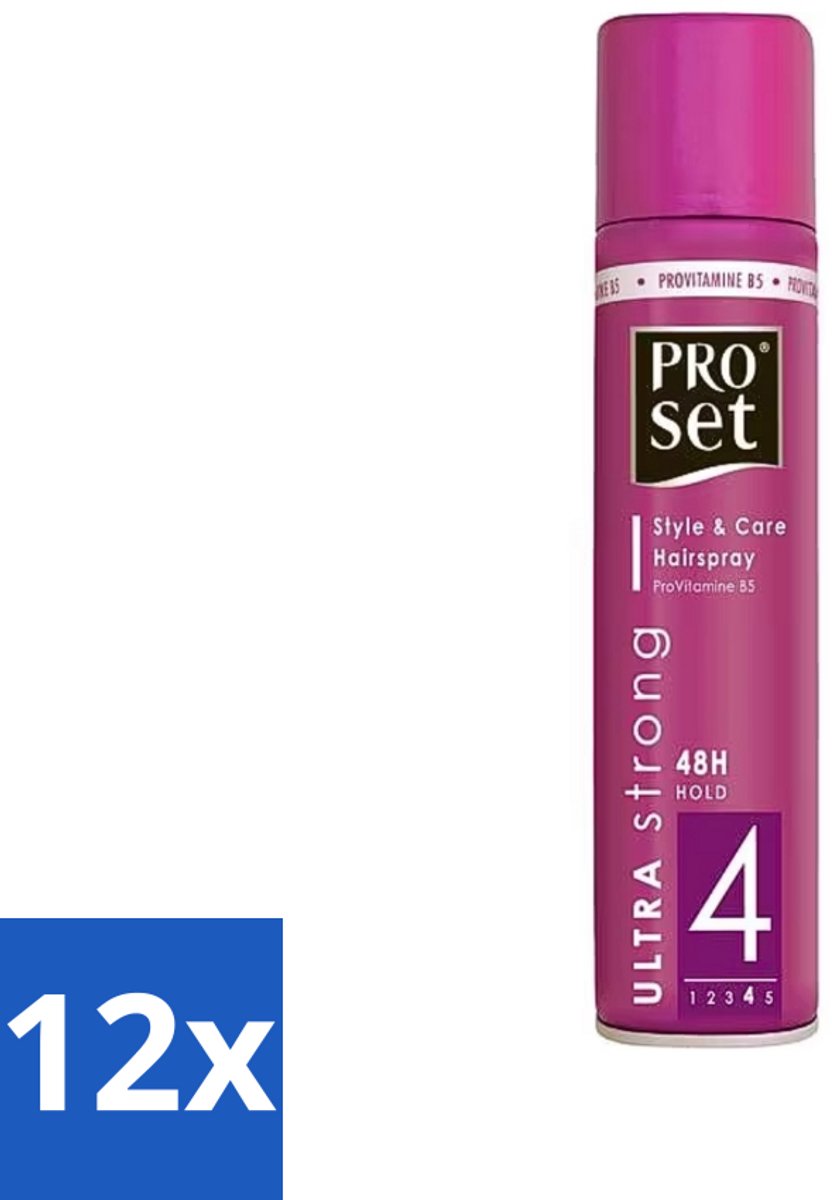 12 x Proset - Haarspray - Ultra Sterk - 48 uur Werking - 250 ml - Haarspray - Haarspray 48 Uur - Haarspray Met B5 - Haarspray Met Fixatie - Haarspray Voor Langdurige Hold