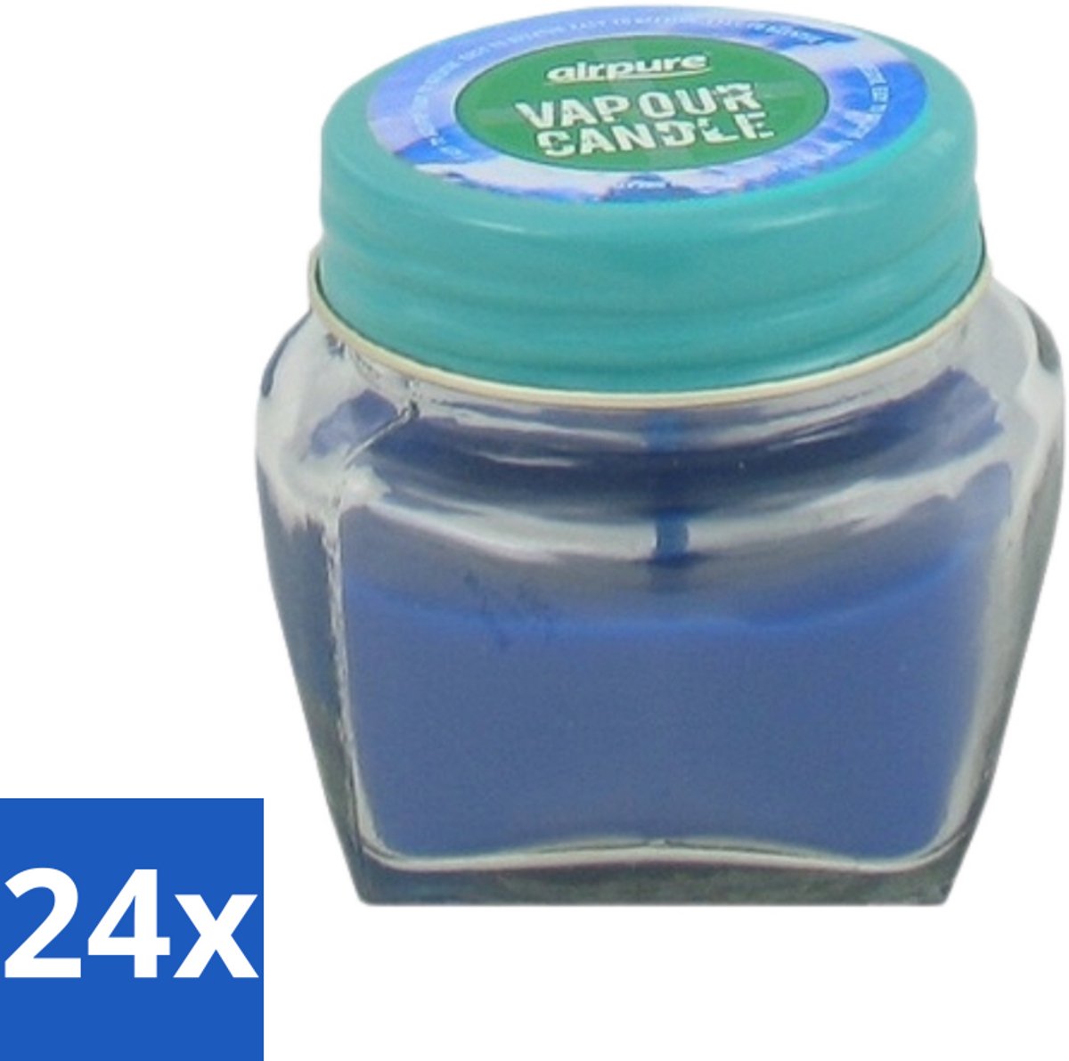 Airpure 24 x Airpure - Kaars Tegen Verkoudheid - Geurkaars - Verlichting bij Verkoudheid - 28,5 g - Kaars Tegen Verkoudheid - Geurige Kaars - Verlichting Bij Verkoudheid - Ademhaling Verlichten - Neus Verstopt blauw
