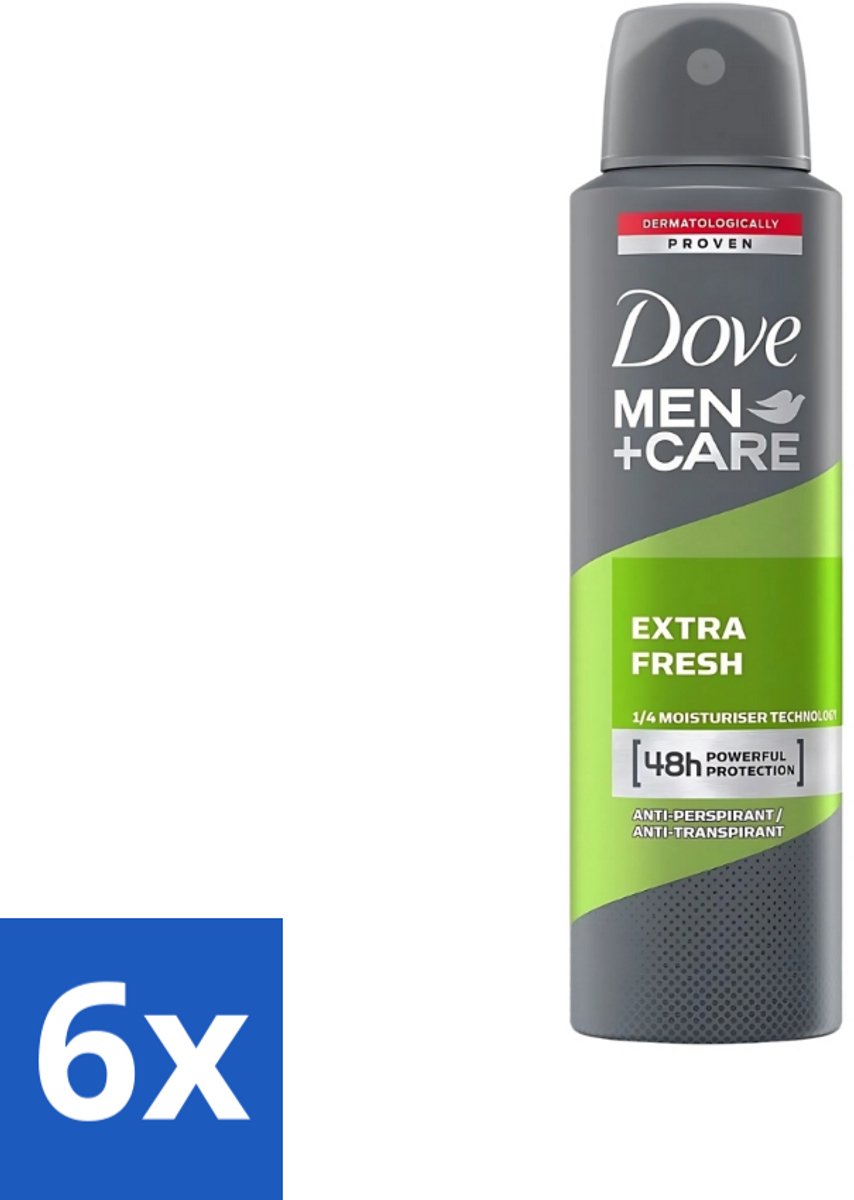 6 x Dove - Deodorant - Men Care Extra Fresh - Verfrissend en energiek - 48 uur bescherming - 250 ml - Dove Men Care Extra Fresh - Deodorant Voor Mannen - 48 Uur Bescherming - Verfrissend Deodorant - Energiek Gevoel