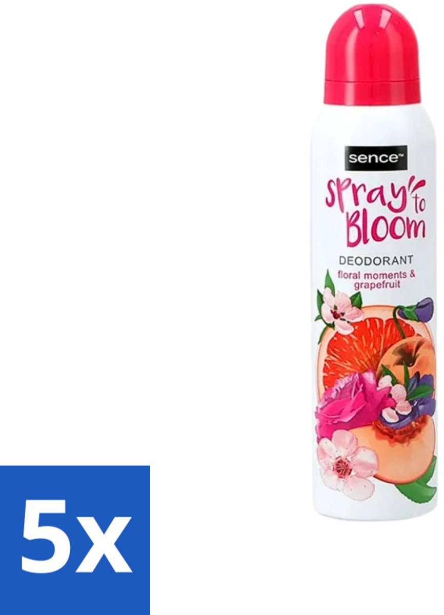 5 x Sence - Floral & Grapefruit - Deodorant - Fris & Fruitig - 150 ml - Frisheid - Fruitige Geur - Bloemige Geur - Grapefruit - Deodorant