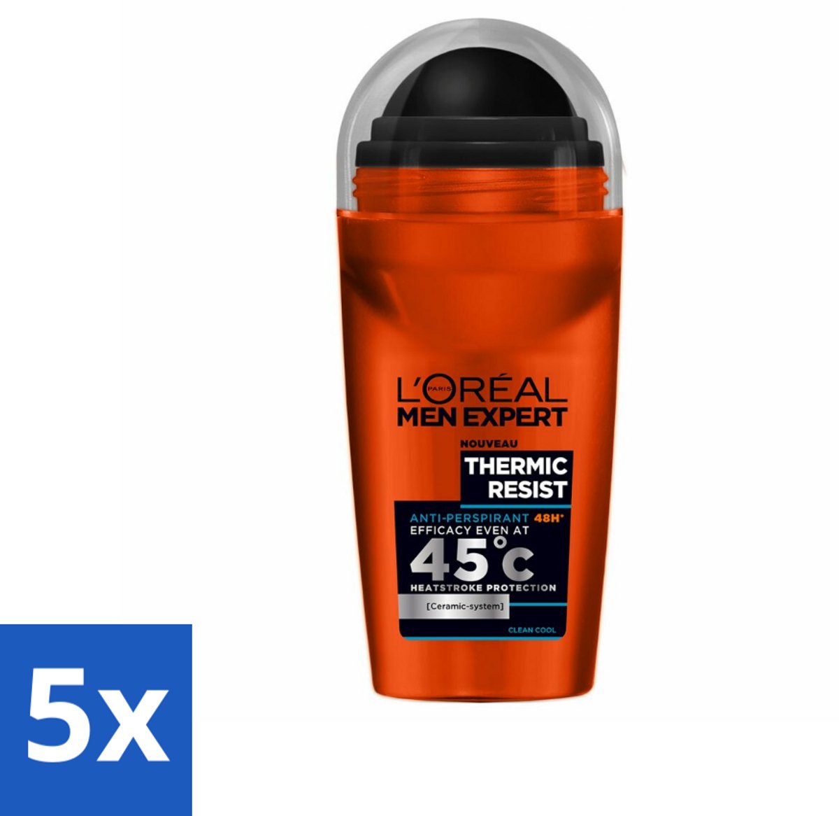 5 x L'Oréal Men Expert Deodorant Roller Thermic Resist 50 ml - Deodorant Roller - Thermic Resist - Anti-transpirant - Zweetbestrijding - Hittebescherming