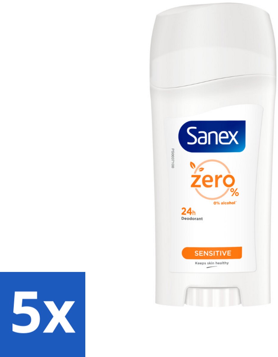 5 x Sanex Deodorant Stick Dermo Sensitive 65 ml - Deodorant Stick - Gevoelige Huid - Alcoholvrije Deodorant - 24 Uur Bescherming - Huidbescherming