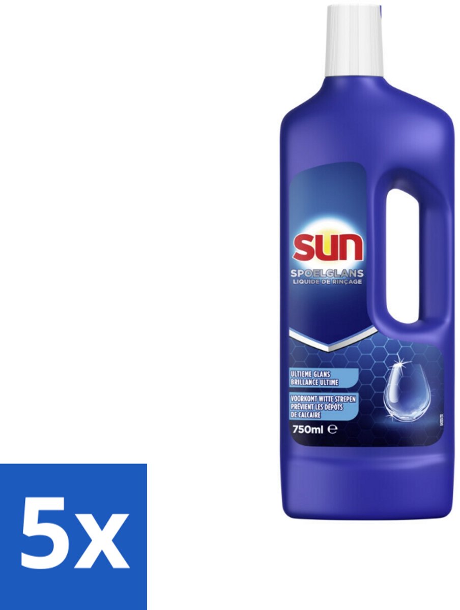 5 x Sun Spoelglans Normaal 750 ml - Spoelglans - Vaatwasmachine - Vaat Drogen - Vaat Schoonmaken - Vaat Glans
