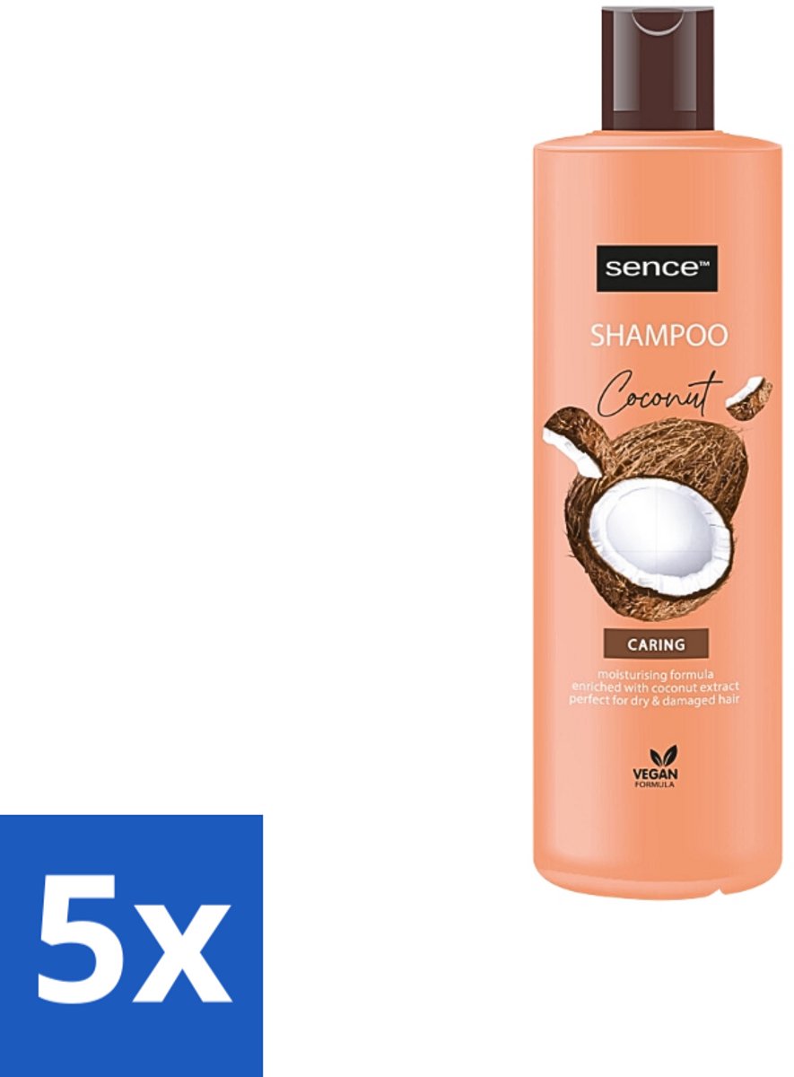 5 x Sence - Coconut - Shampoo - Verzorgend - 400 ml - Voordeelverpakking - Kokos Shampoo - Droog Haar Shampoo - Beschadigd Haar Shampoo - Glanzend Haar - Gezond Haar