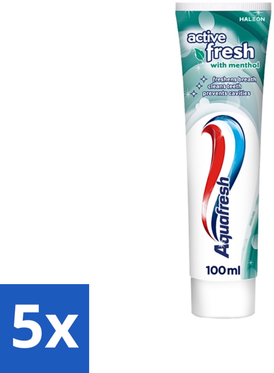 Aquafresh - Tandpasta - Verfrissende Reiniging - Menthol - 100 ml - Bulkverpakking - 5 stuks