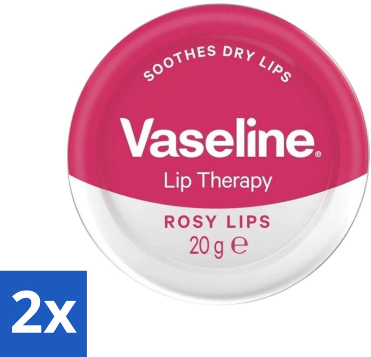 2 x Vaseline - Rosy Lips - Lip Therapy - Verzorgend - 20 g - Lippenbalsem - Verzorging - Rosé Lippen - Hydraat - Droge Lippen
