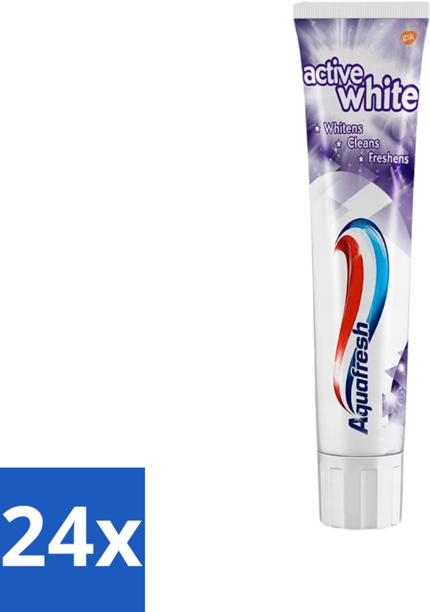 24 x Aquafresh - Tandpasta - Whitening - Stralend Witte Tanden - 100 ml - Tandpasta - Witte Tanden - Stralende Tanden - Tanden Reinigen - Frisse Adem