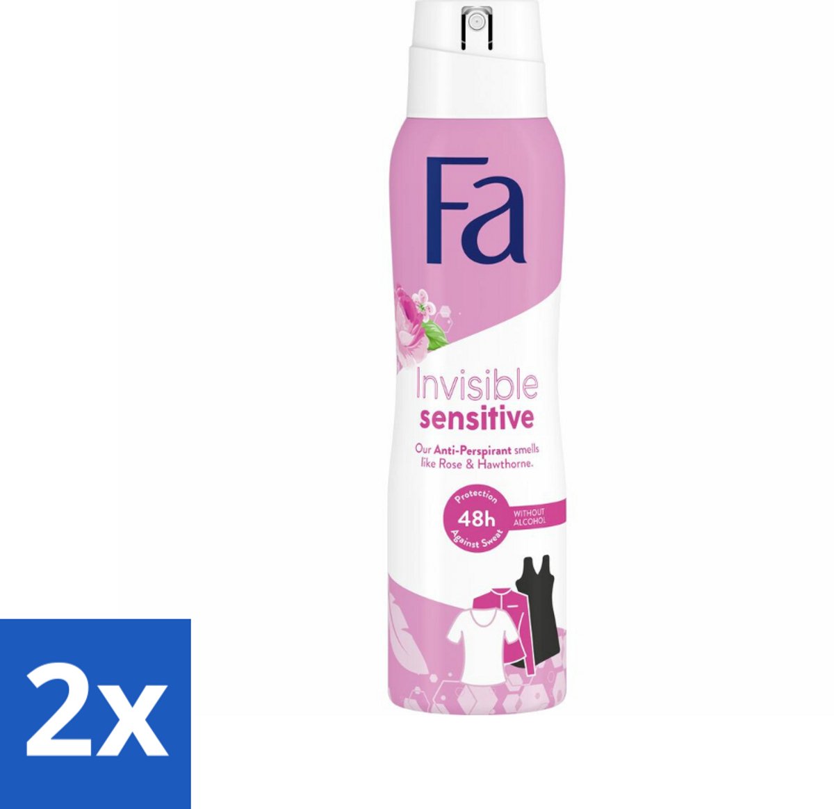2 x Fa Deodorant Spray Invisible Sensitive 150 ml - Deodorant Spray - Anti-transpirant - Perspirant - Gevoelige Huid - 48 Uur Bescherming