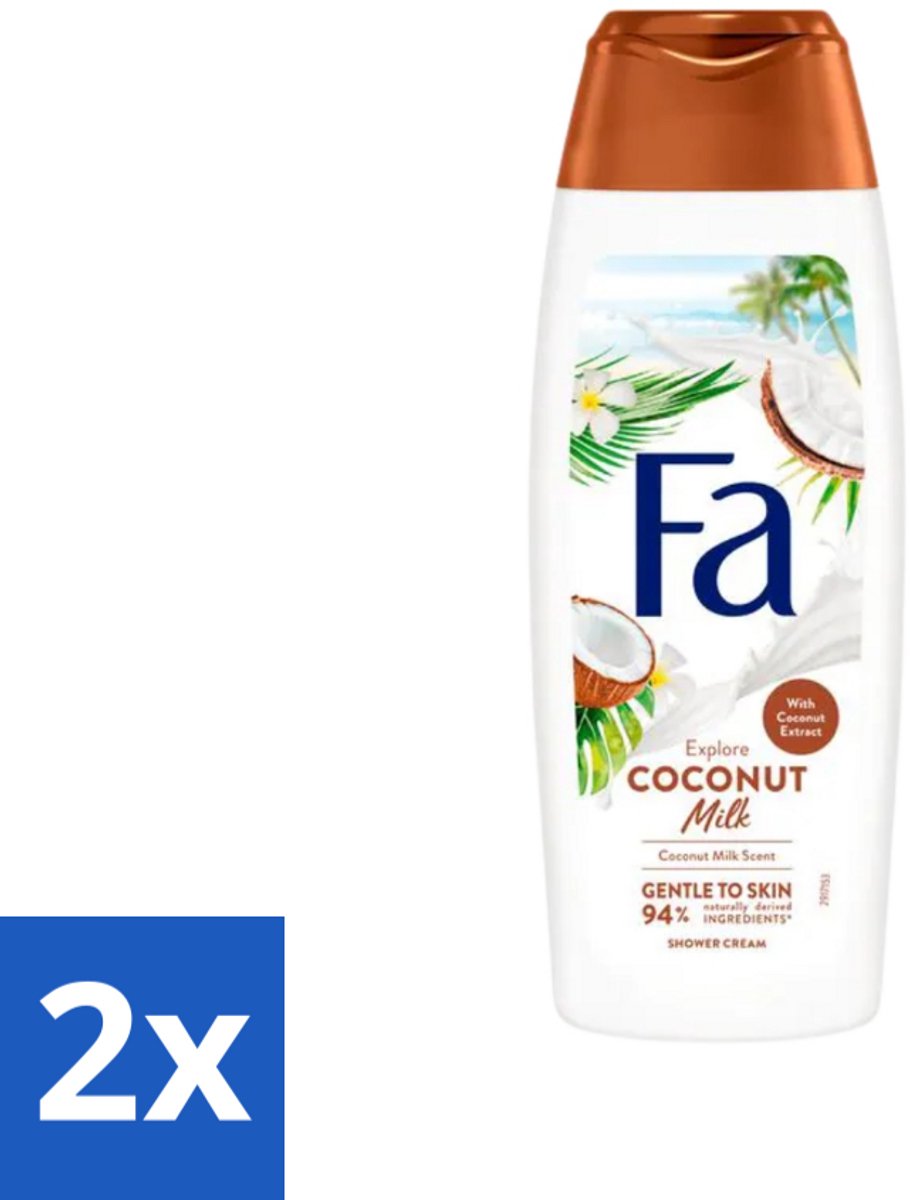 2 x Fa - Douchegel - Coconut Milk - Hydraterend & Kalmerend - Verzachtend - 250 ml - Douchegel Kokosmelk - Hydraterende Douchegel - Kalmerende Douchegel - Kokos-extract Douchegel - Amandelolie Douchegel