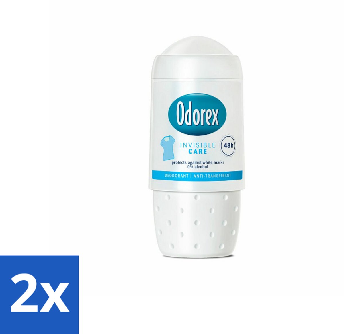2 x Odorex Deodorant Roller Invisible Care 50 ml - Onvisibel Deodorant - Anti-witte Strepen - Zweetbescherming - Frisheid - Huidvriendelijk