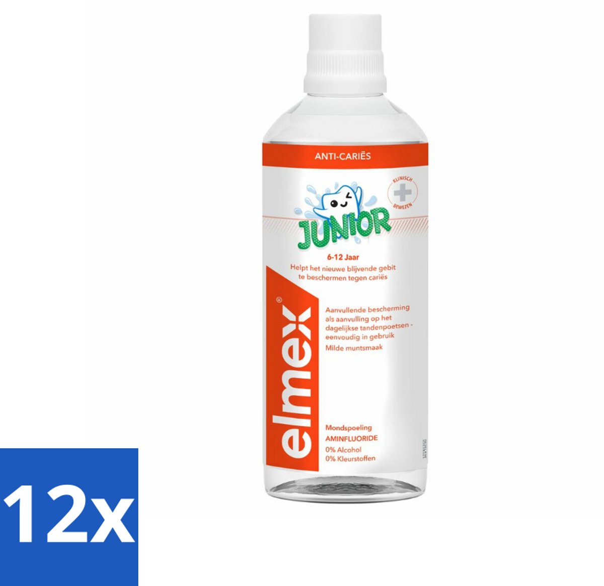 Elmex Mondspoeling Junior (5-12 Jaar) 400 ml - Voordeelverpakking - 12 stuks