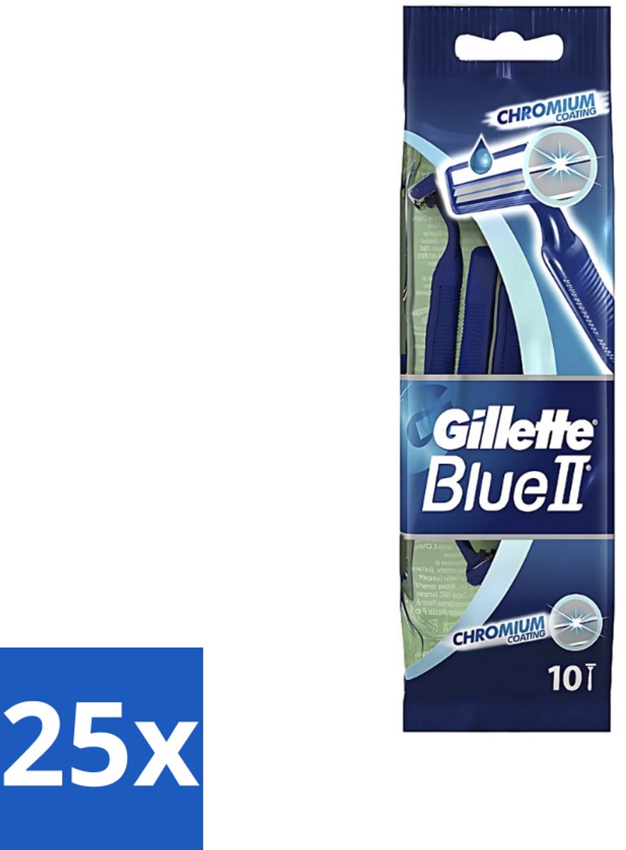 Gillette - Blue 2 - Wegwerpscheermesjes - Chromium Coating - 10 Scheermesjes - Bulkverpakking - 25 stuks