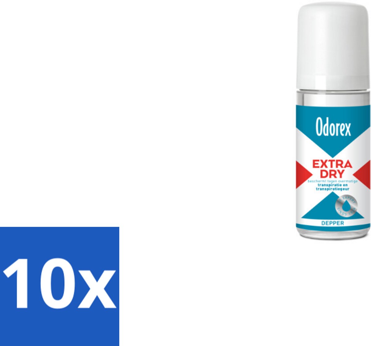 10 x Odorex Depper - Deodorant Roller - Extra Dry - Krachtige Bescherming - 50 ml - Voordeelverpakking - 10 stuks