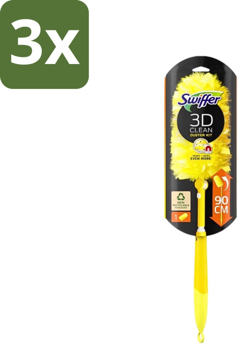 3 x Swiffer - Duster XXL - Telescopische Plumeau - 360° Stofverwijdering - Handvat + 1 Doek - Stofverwijdering - Stofdoek - Stofdoekje - Stofvrij - Stofvrij Interieur