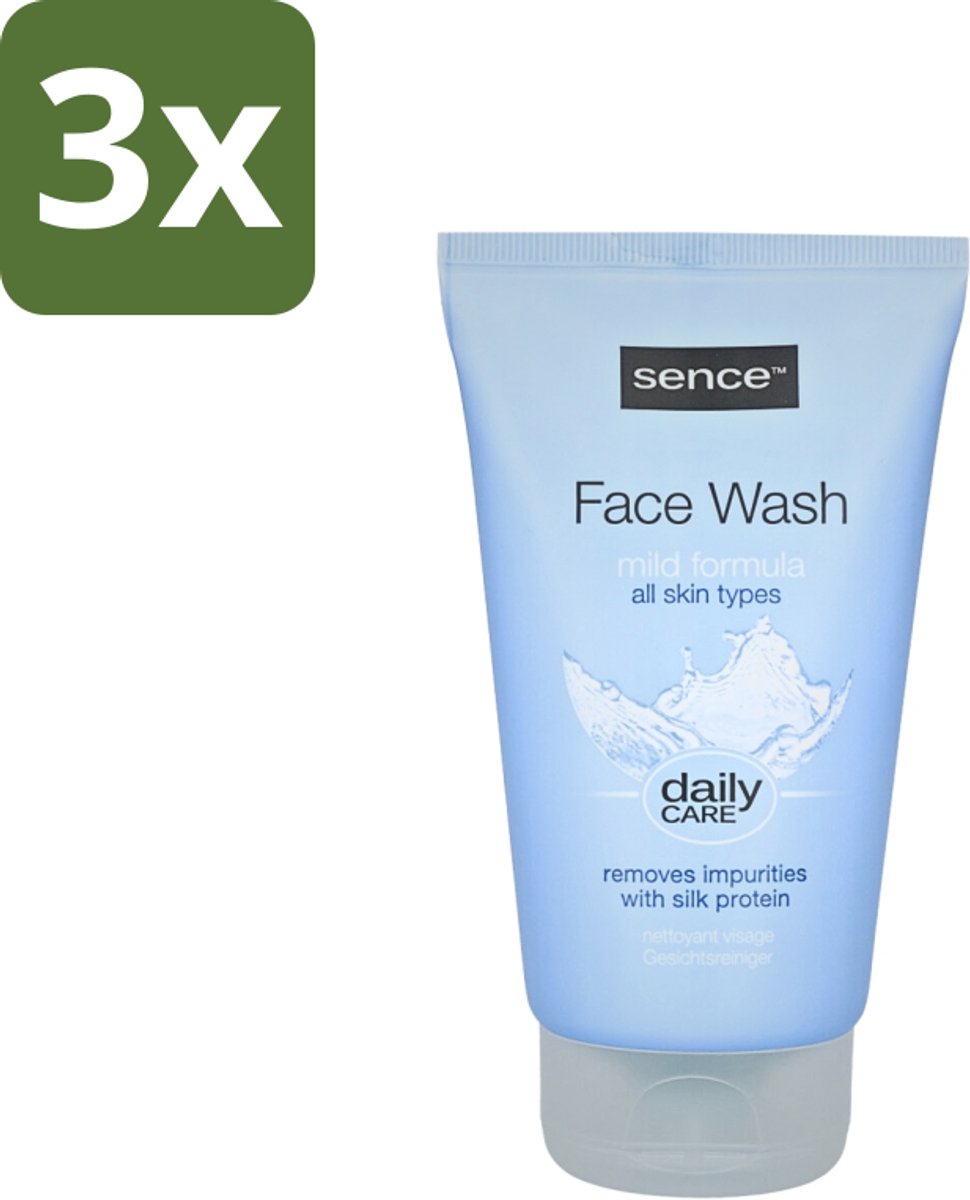 3 x Sence - Alle Huidtypes - Face Wash - Verfrissend - 150 ml - Face Wash - Huid Reinigen - Huid Verzorgen - Huid Verfrissen - Zijdeproteïne