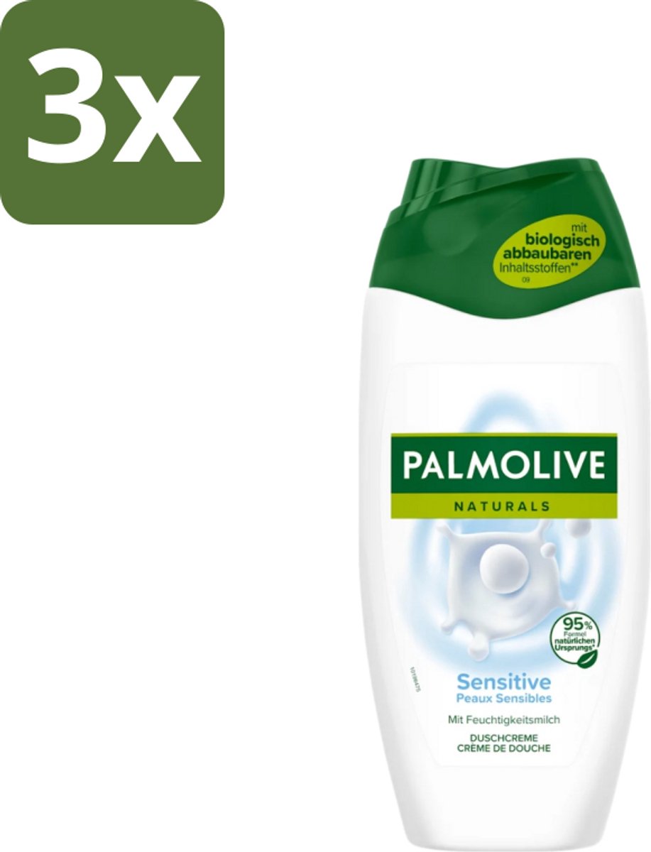 3 x Palmolive Naturals - Douchegel - Sensitive - Voor Gevoelige Huid - 250 ml - Gevoelige Huid - Douchegel - Melkproteïnen - Zachte Douchegel - Natuurlijke Vochtbalans