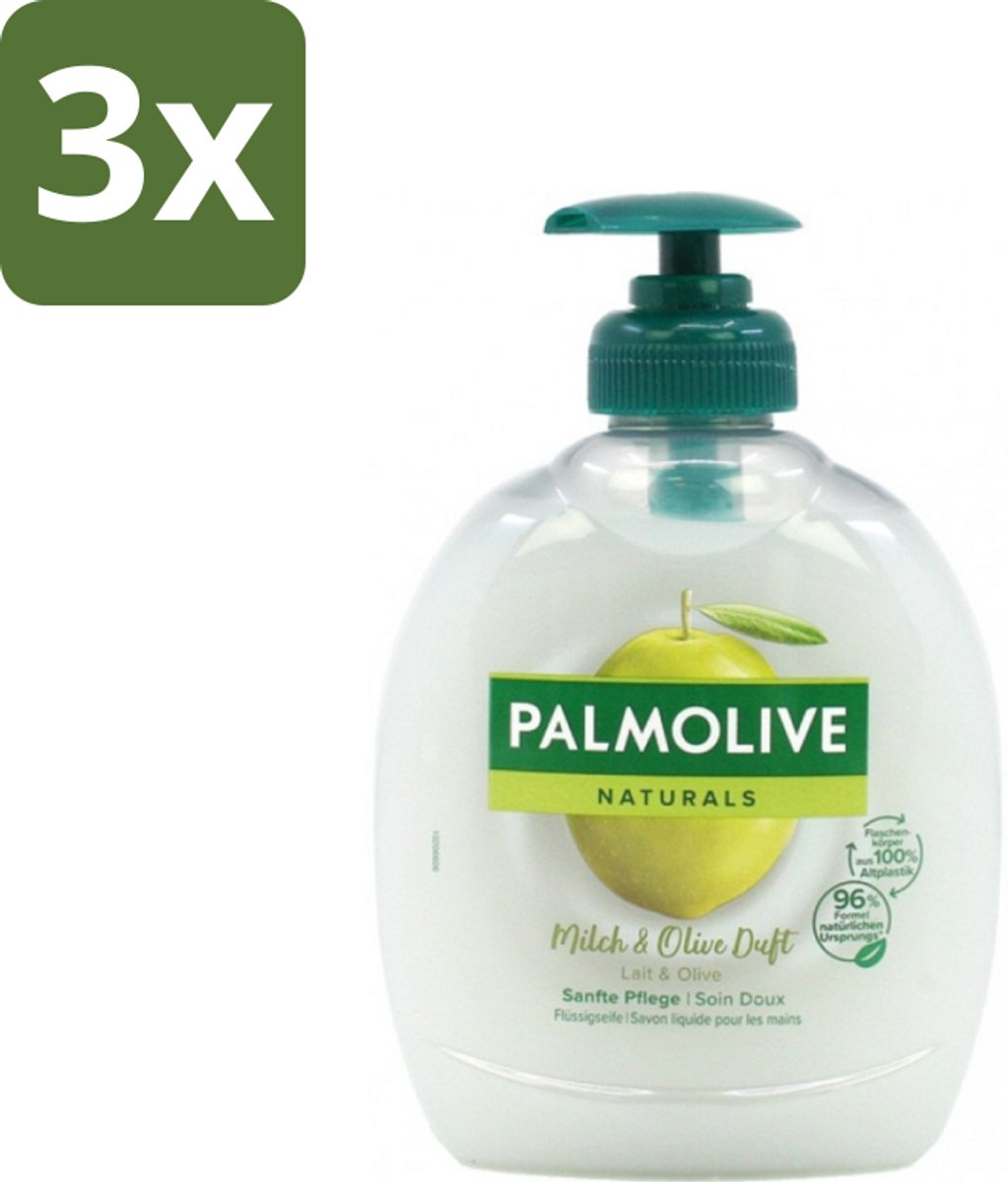 3 x Palmolive Naturals - Handzeep - Melk & Olijf - 300 ml - Handzeep Melk En Olijf - Natuurlijke Handzeep - Melkproteïnen Handzeep - Olijfextract Handzeep - Handzeep Voor Huidverzorging