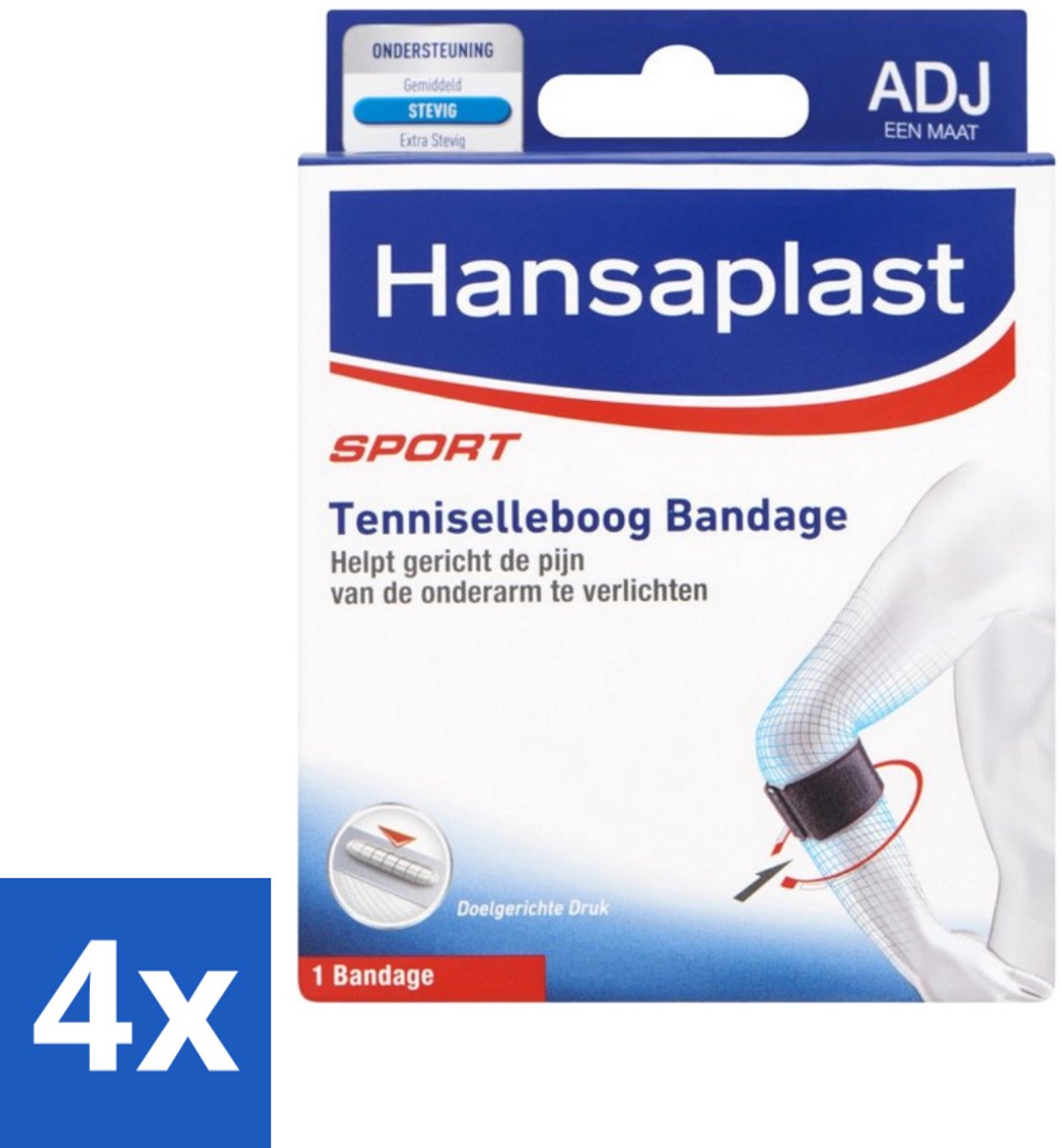 4 x Hansaplast - Sport Tenniselleboog Bandage - Tennisarm Brace - Elleboogbraces - Verstelbaar - Zwart - Tenniselleboog - Epicondylitis Lateralis - Onderarmklachten - Sportbandage - Tennisarm Brace