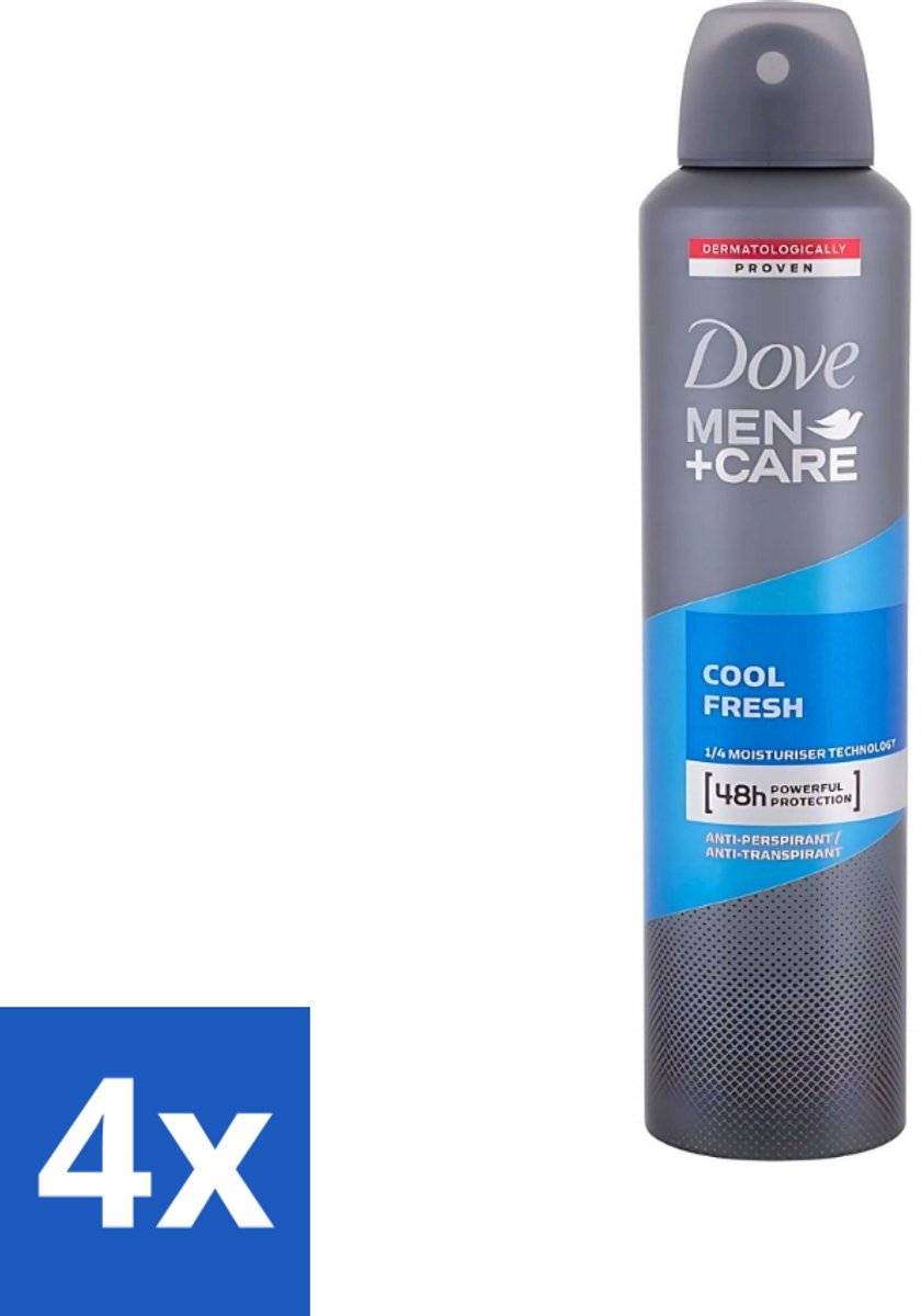 4 x Dove - Deodorant - Spray Men+Care Cool Fresh - Verfrissend en langdurige bescherming - 250 ml - Deodorant Spray - Zweetgeur - Frisheid - Langdurige Bescherming - Mannelijke Geur