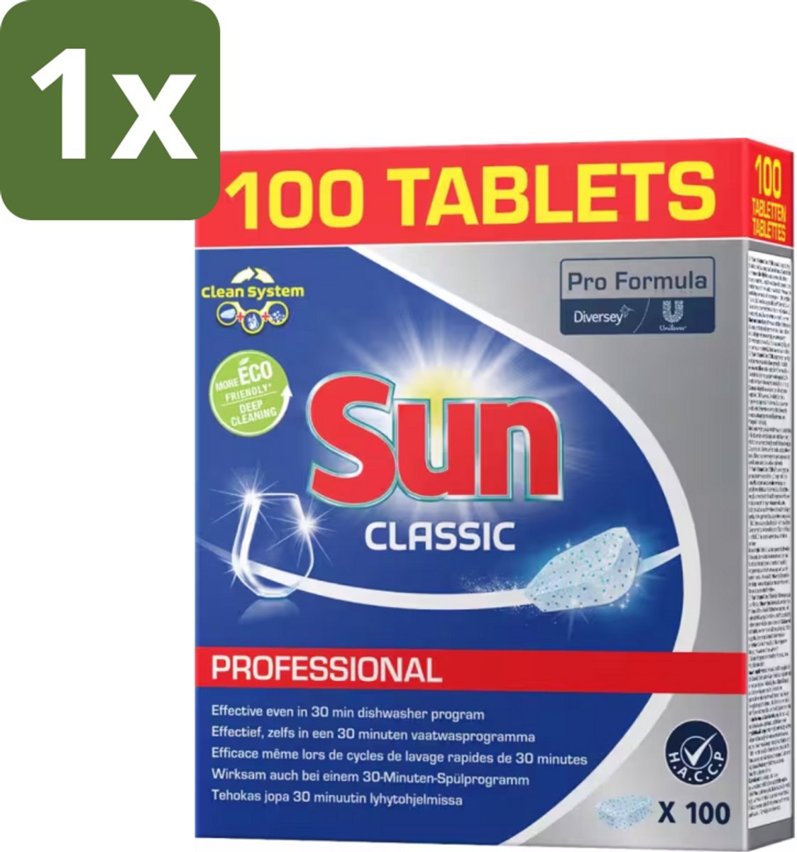 1 x Sun - Classic Professional - Vaatwastabletten - 100 Tabletten - Vaatwasmachine - Vaatwastabletten - Vaat Reinigen - Vaatwasmiddel - Vaatwasmachine Tablet
