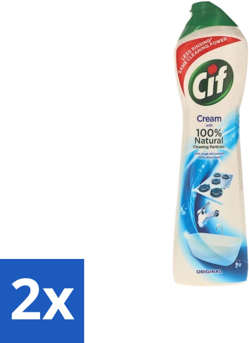 2 x Cif - Badkamer & Keuken - Cream - Verwijdert Hardnekkig Vuil - 500ml - Cif Cream - Reiniging - Vuil Verwijderen - Vet Verwijderen - Kalkaanslag Verwijderen