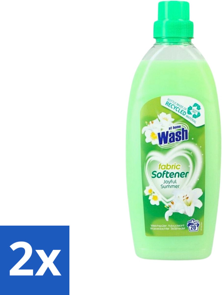 2 x At Home - Wash - Wasverzachter - Joyful Summer - 20 Wasbeurten - Wasverzachter - Wasverzachter Voor Kleding - Wasverzachter Voor Alle Stoffen - Wasverzachter Fris - Wasverzachter Geur