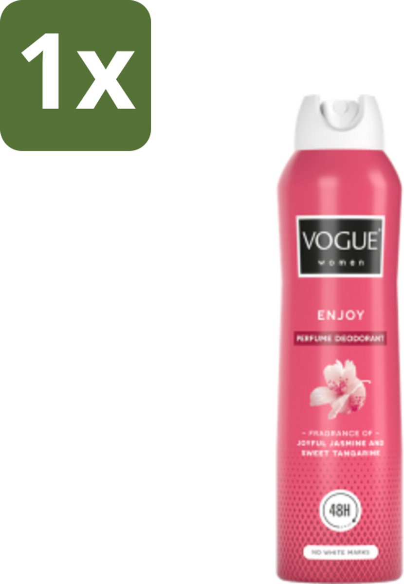1 x Vogue Enjoy Parfum Deodorant 150 ml - Parfum En Deodorant - Deodorant Spray - 24 Uur Bescherming - Geur Van Mandarijn - Geur Van Jasmijn