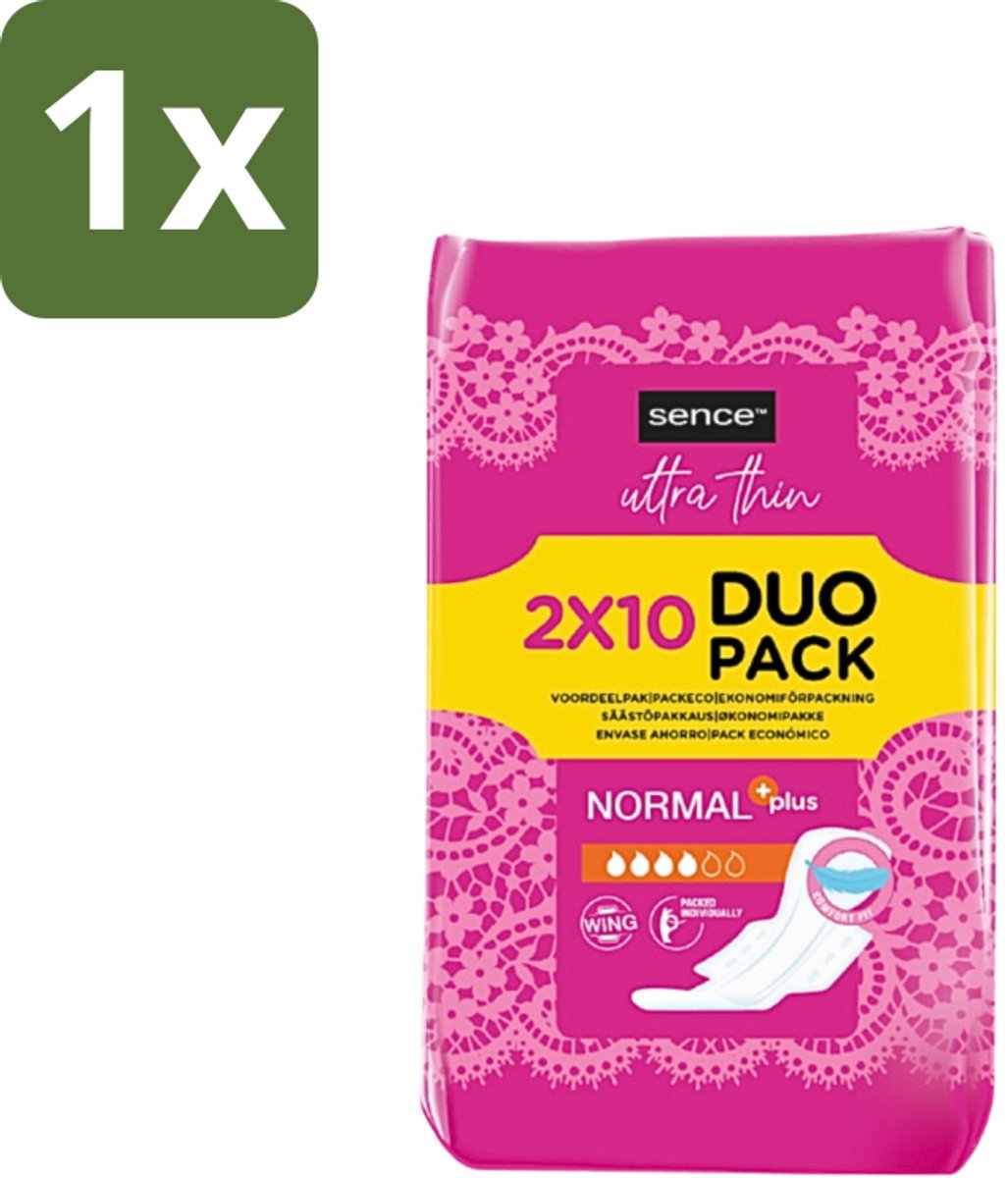 1 x Sence - Normaal - Maandverband - Zonder Vleugels - 2 x 10 Maandverbanden - Maandverband - Menstruatie - Normale Menstruatie - Zonder Vleugels - Discreet