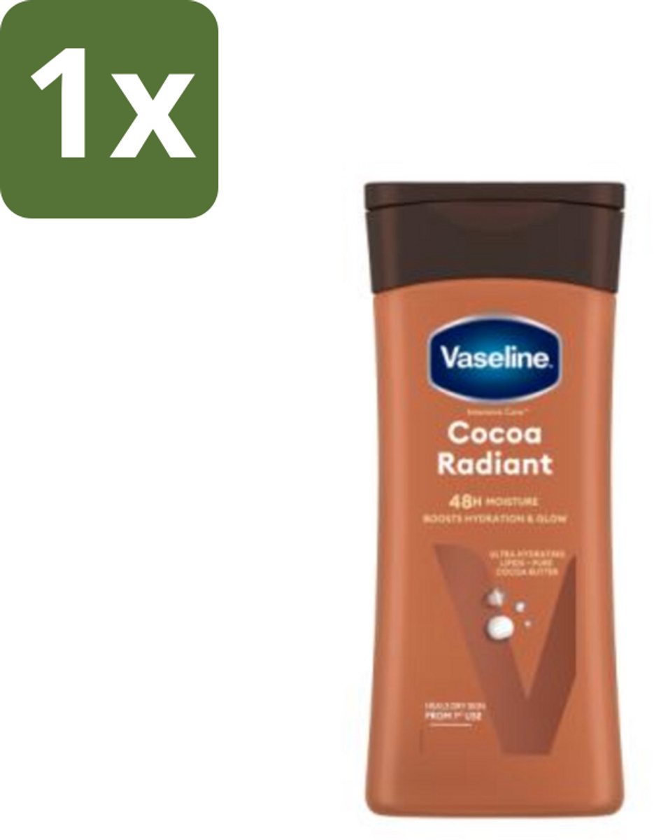 1 x Vaseline Bodylotion Cocoa 200 ml - Bodylotion - Huidverzorging - Herstel - Vochtigheid - Stralen