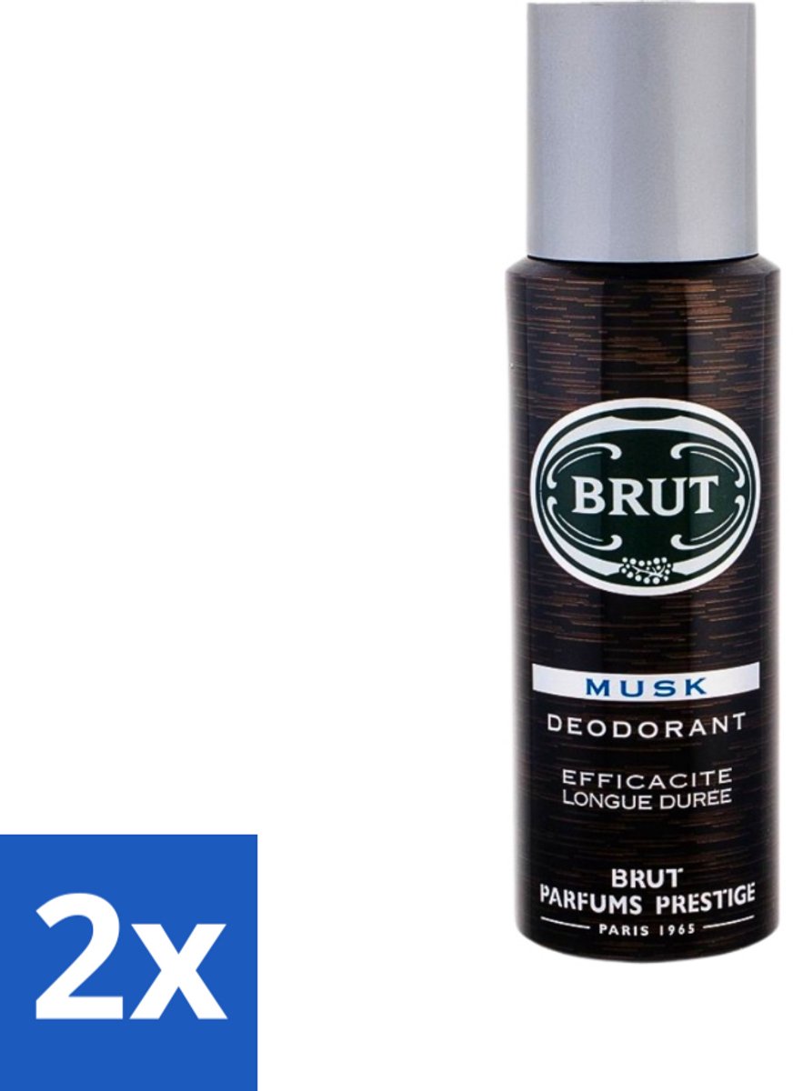 2 x Brut - Deodorant - Spray - Musk - Klassieke mannengeur - 200ml - Brut Musk - Deodorant Spray - Mannelijke Geur - Muskus - Houtachtige Geur