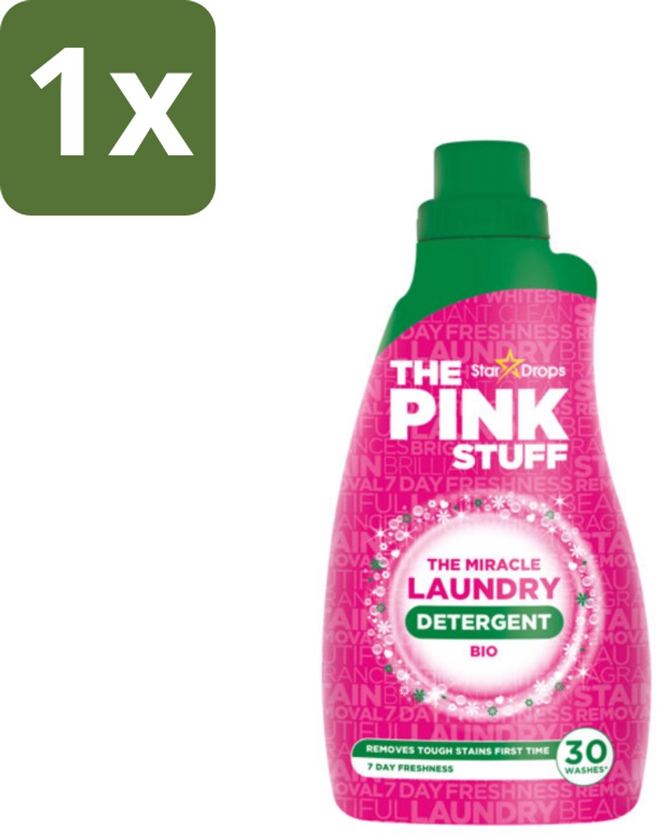 1 x The Pink Stuff BIO - Wasgel - Wasmiddel - Biologisch - 30 Wasbeurten - 960ml - Wasgel - Biologisch Wasmiddel - Wasmiddel Voor Gekleurde Kleding - Vlekken Verwijderen - Frisse Geur