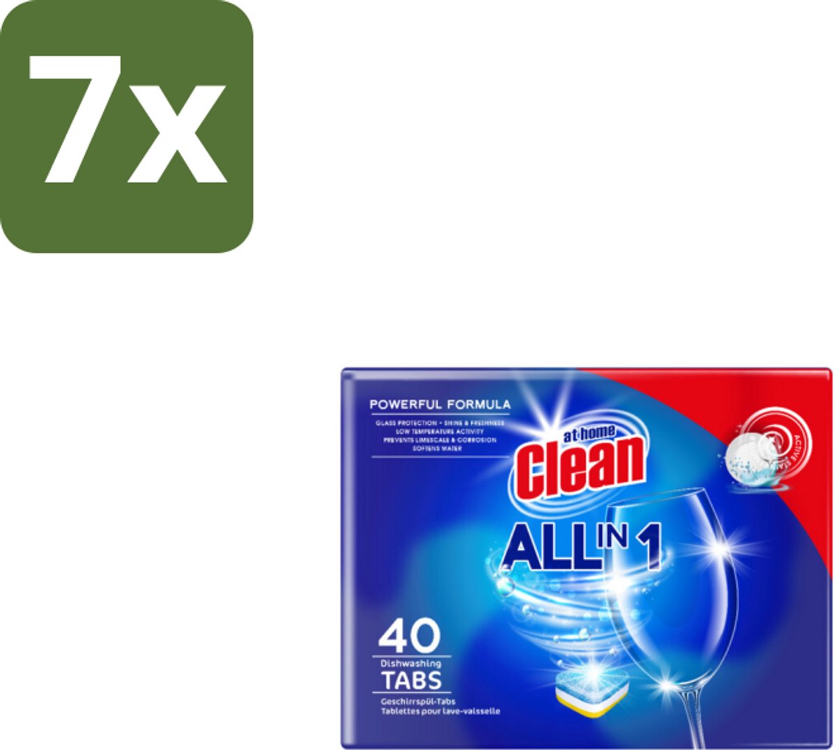 7 x At Home Vaatwastabletten All-in-1 40 stuks per verpakking - Vaatwastabletten - Vaatwassen - Vaatwasser - Vaat Schoonmaken - Vaat Reinigen