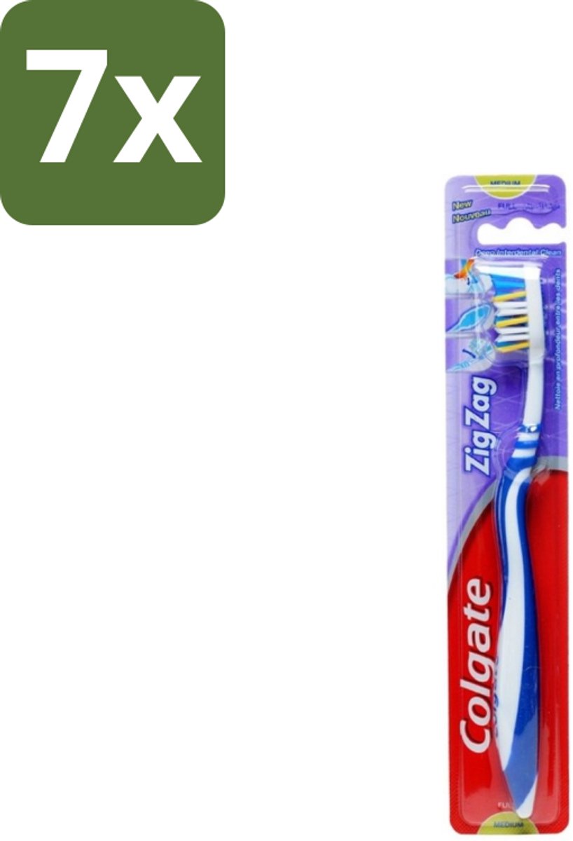 7 x Colgate - Tandenborstel - ZigZag Medium - 1 Tandenborstel - Tandenborstel - Reiniging - Tandplak - Mondhygiëne - Zigzag Borstelharen