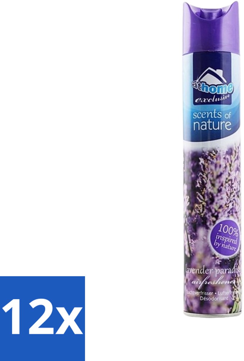 12 x At Home - Scents Of Nature - Luchtverfrisser - Geïnspireerd Door Natuur - 400 ml - Luchtverfrisser - Natuurlijke Geur - Lavendel - Geur Neutraliseren - Frisse Geur