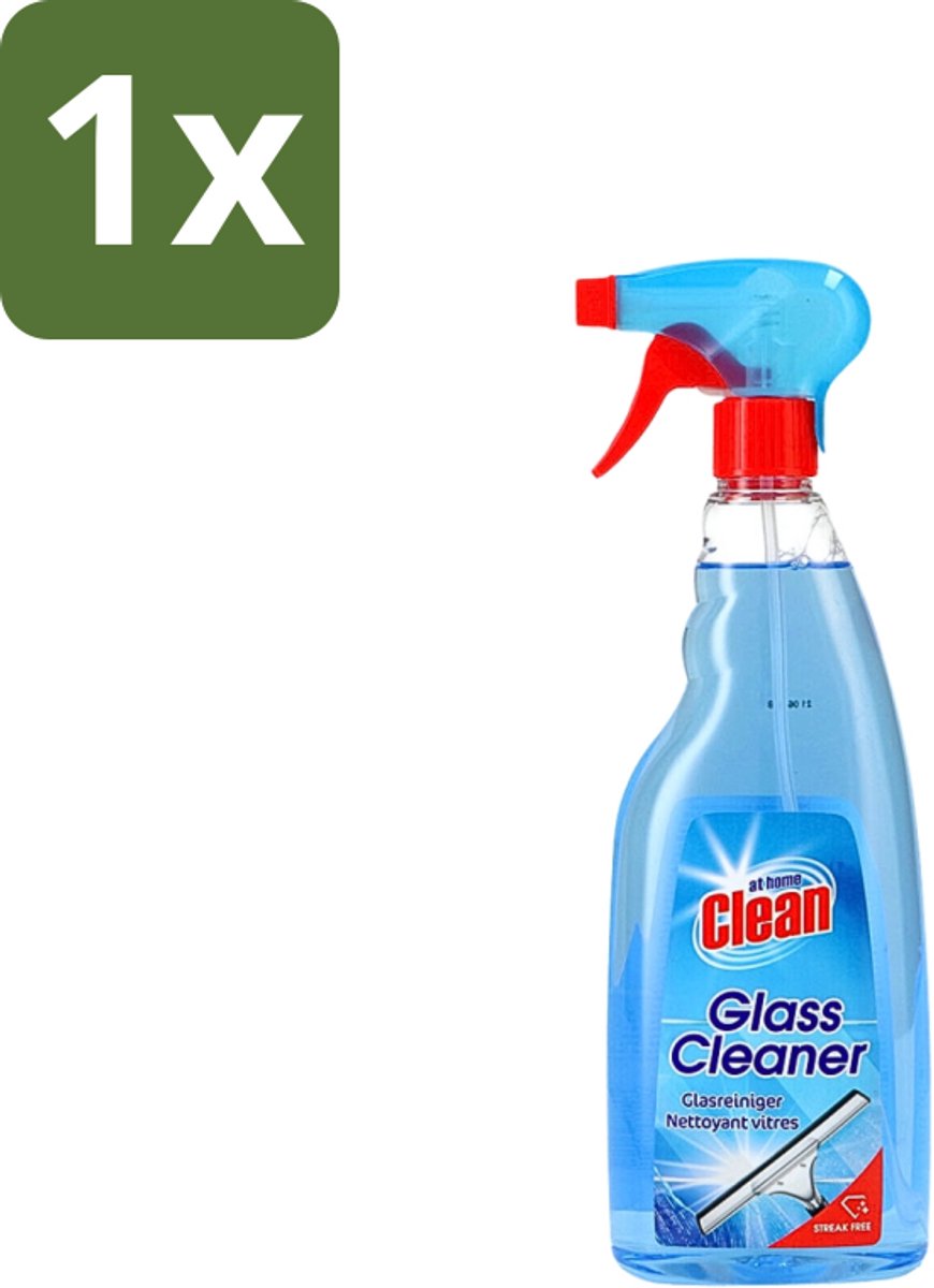 1 x At Home - Clean - Glasreiniger Spray - Streepvrij - 750 ml - Glas Reinigen - Streepvrije Reiniging - Glas Reiniger - Ramen Reinigen - Spiegel Reinigen