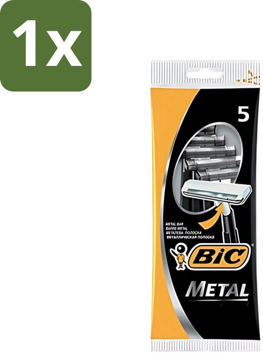 1 x Bic - Scheermesjes - Metaal - Enkel Mesje - Wegwerpmesjes - 5 Scheermesjes - Scheermesje - Wegwerpmesje - Roestvrij Staal - Enkel Mesje - Precisie Scheren