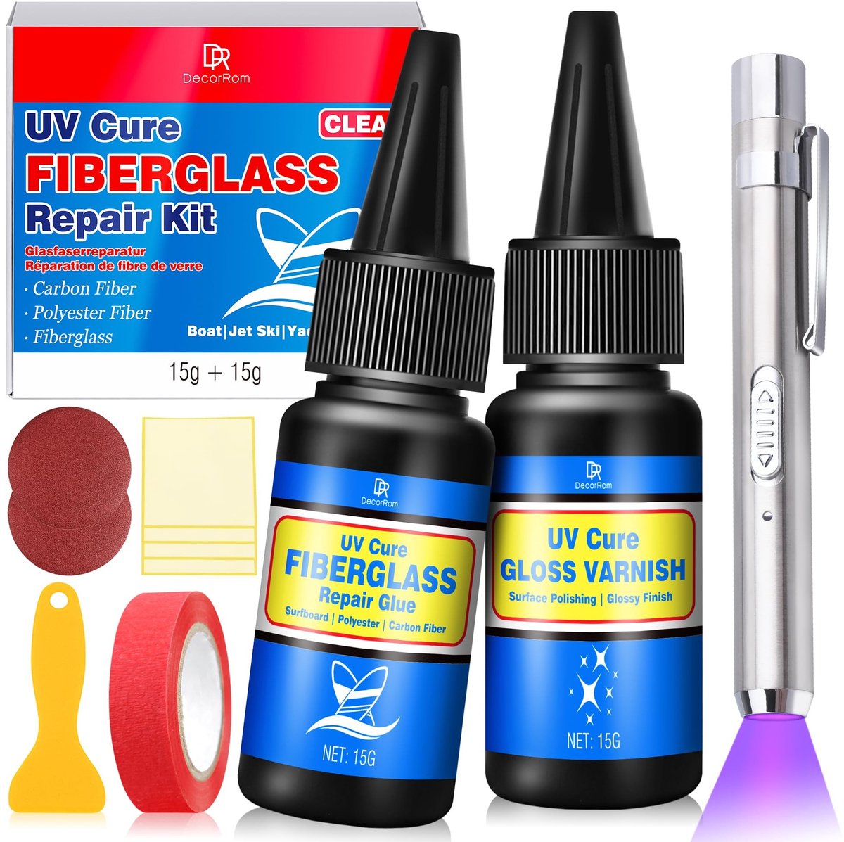 Solidchoice - Reparatieset voor Fiberglas, 30 ml, Transparant