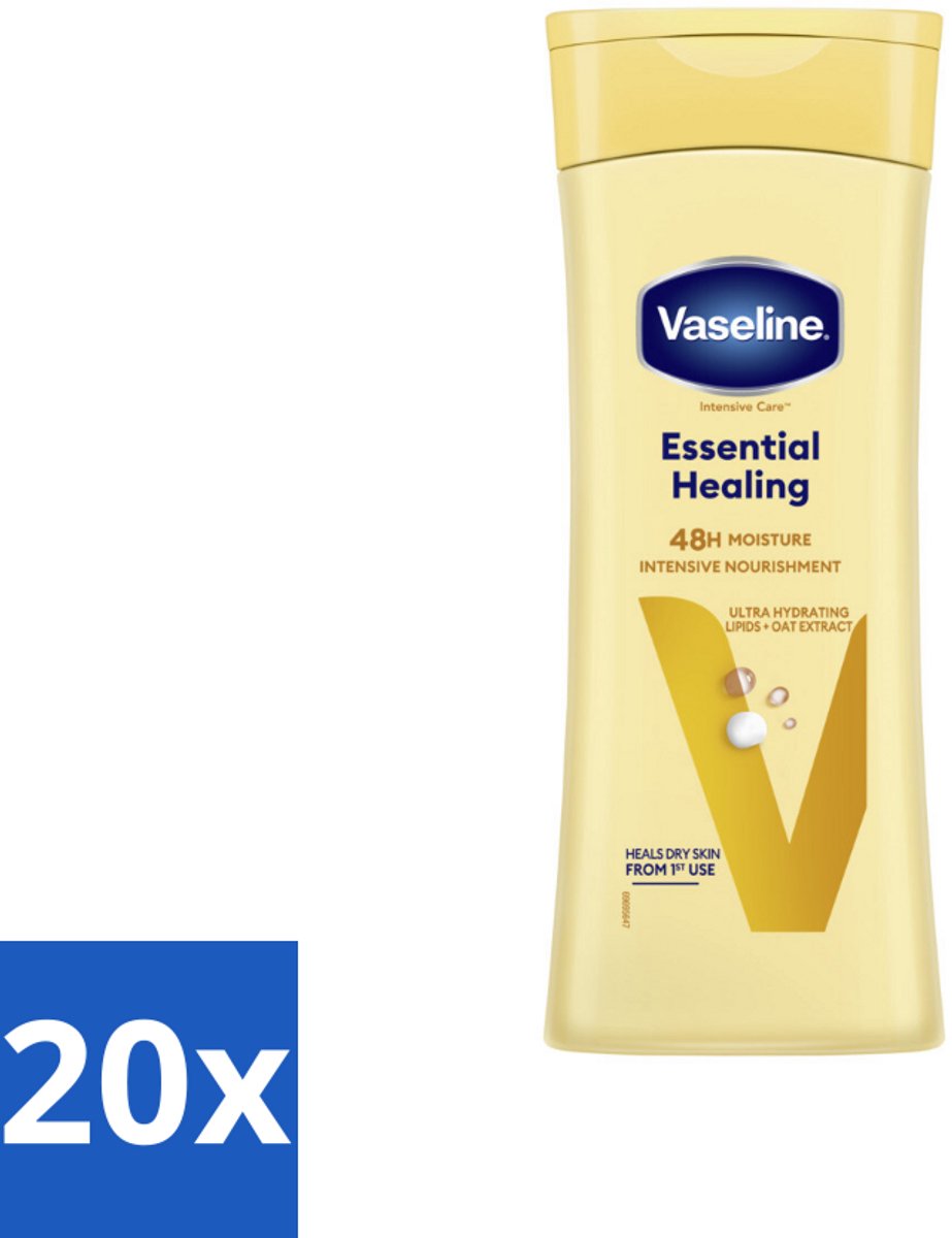 20 x Vaseline Bodylotion Essential Healing 400 ml - Bodylotion - Voeding - Huidherstel - Droge Huid - Gebarsten Huid