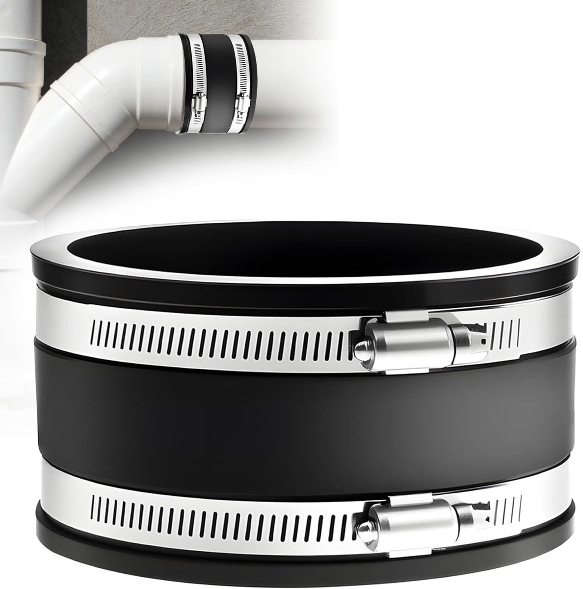 Elzusha - Flexibele Rubber Connector Ø 150 mm met RVS Klemmen
