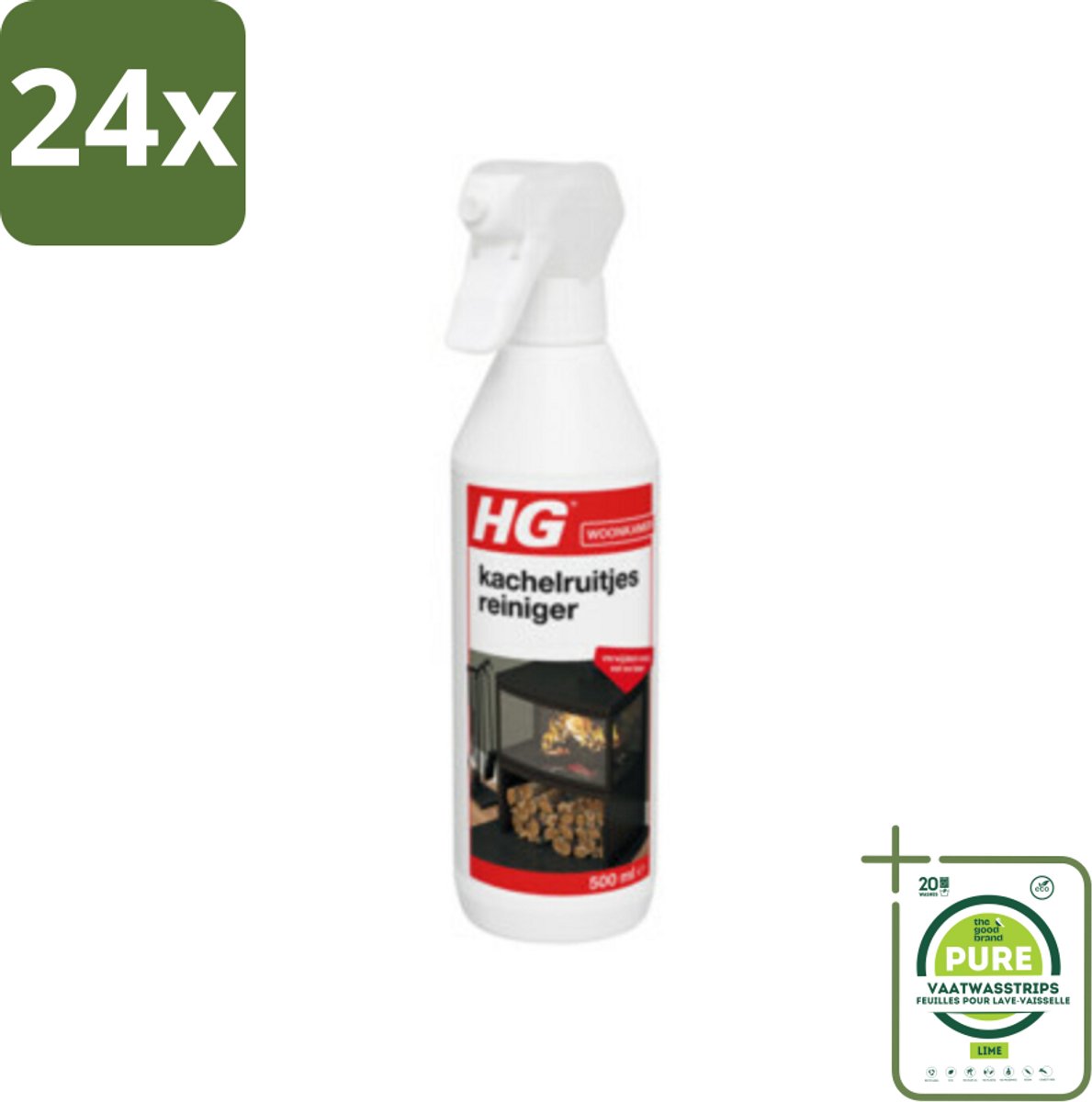 HG Kachelruitjes Reiniger 500 ml - Voordeelverpakking - 24 stuks - Kachelruitjes reiniger - Roet verwijderen