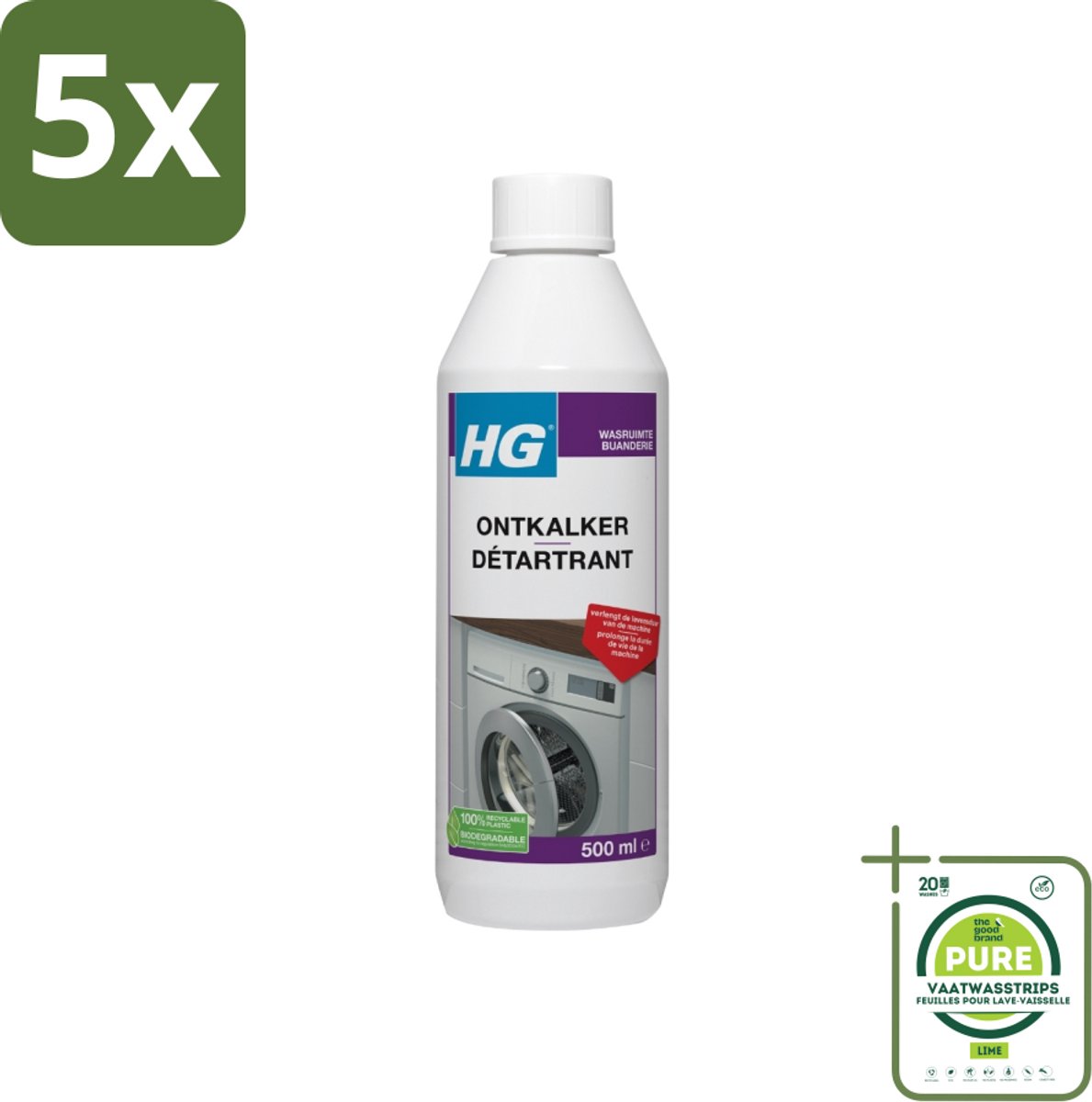 5 x HG Ontkalker 500 ml - Grootverpakking - Kalkverwijderaar - Ontkalker - Koffiezetapparaat Ontkalken - Waterkoker Ontkalken - Wasmachine Ontkalken