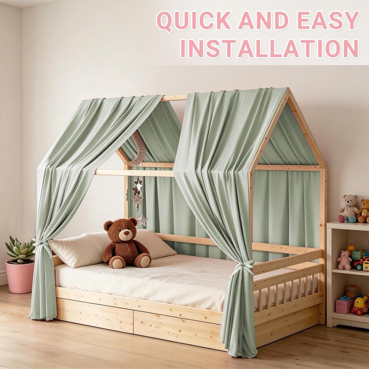 Elegante Muslin Bedgordijn Set voor Kinderkamer, Wit, Scandinavisch Design, 67 x 270 cm, Perfect voor Bedden en Decoratie