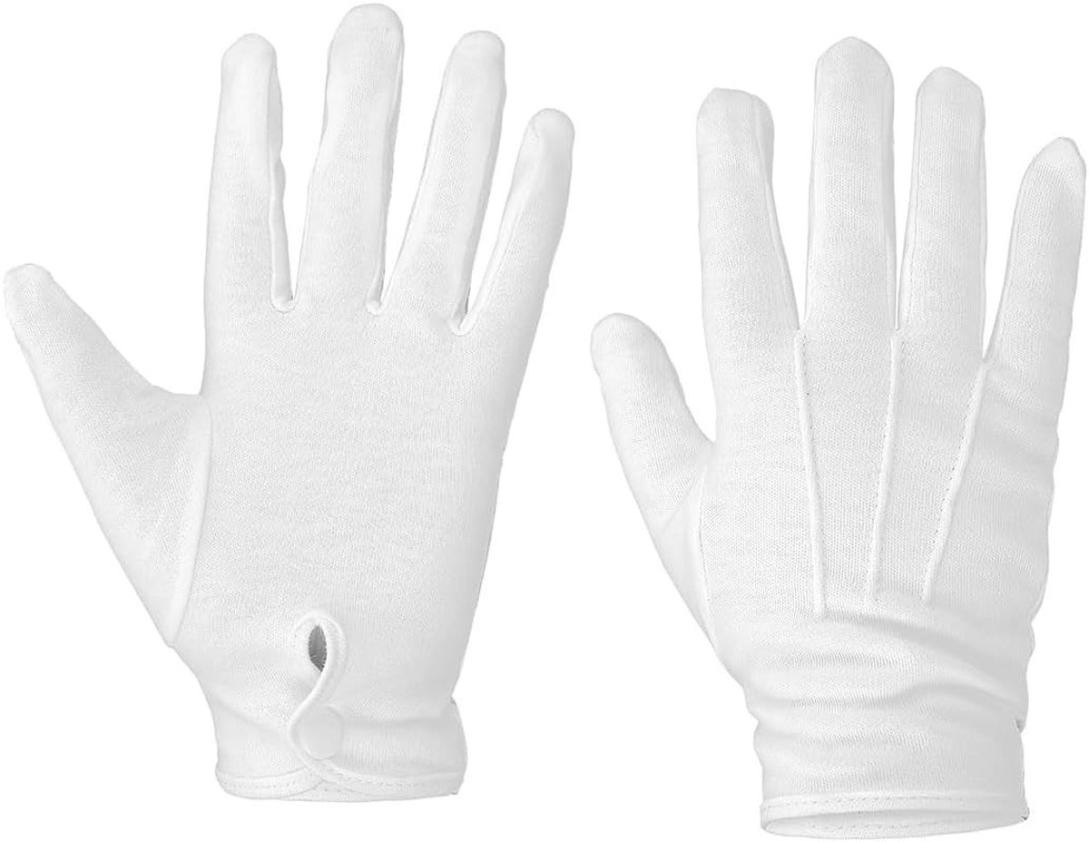 Witte Katoenen Handschoenen voor Formele Gelegenheden, Lange Handschoenen voor Juweleninspectie, 2 Paar (25 cm)