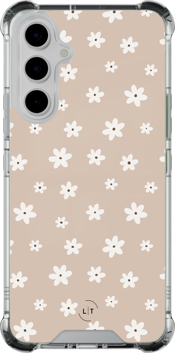 Shockproof hoesje - Geschikt voor Samsung Galaxy A55 - Cute flowers - Extra sterke case - TPU/polycarbonaat - - Multi, Transparant