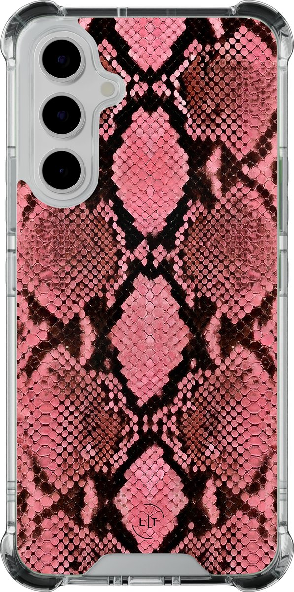 Shockproof hoesje - Geschikt voor Samsung Galaxy A55 - Slangenprint roze - Extra sterke case - TPU/polycarbonaat - - Multi, Transparant