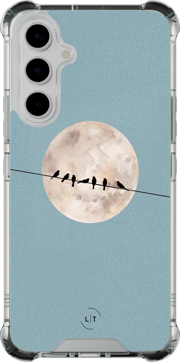 Shockproof hoesje - Geschikt voor Samsung Galaxy A55 - Moon birds - Extra sterke case - TPU/polycarbonaat - - Multi, Transparant