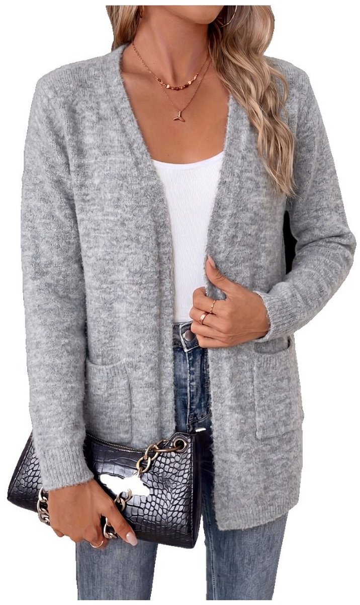Currero Cardigan Dames Vest Vrouwen Met Knopen Volwassenen Warm Gebreid Vest Long Grijs